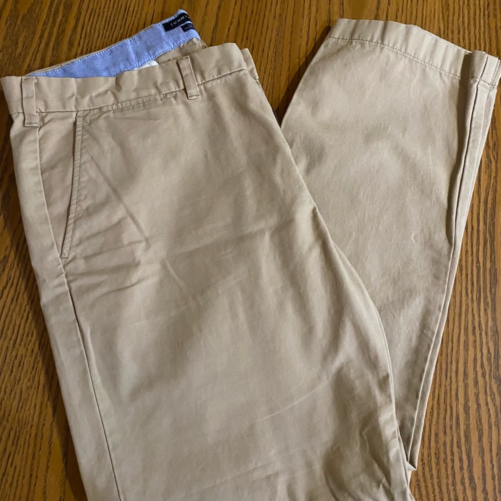Tan Tommy Hilfiger flat front pants